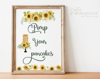 Pimp Your Pancakes Print //  Edit Yourself Pancake Party // Lingerie Shower Sign • INSTANT DOWNLOAD • Printable, Editable Template