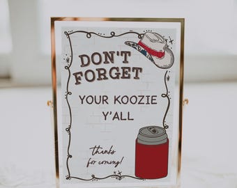 Cowgirl Can Cooler Sign • Graduation Western Drink Station Favor Table Template CG01
