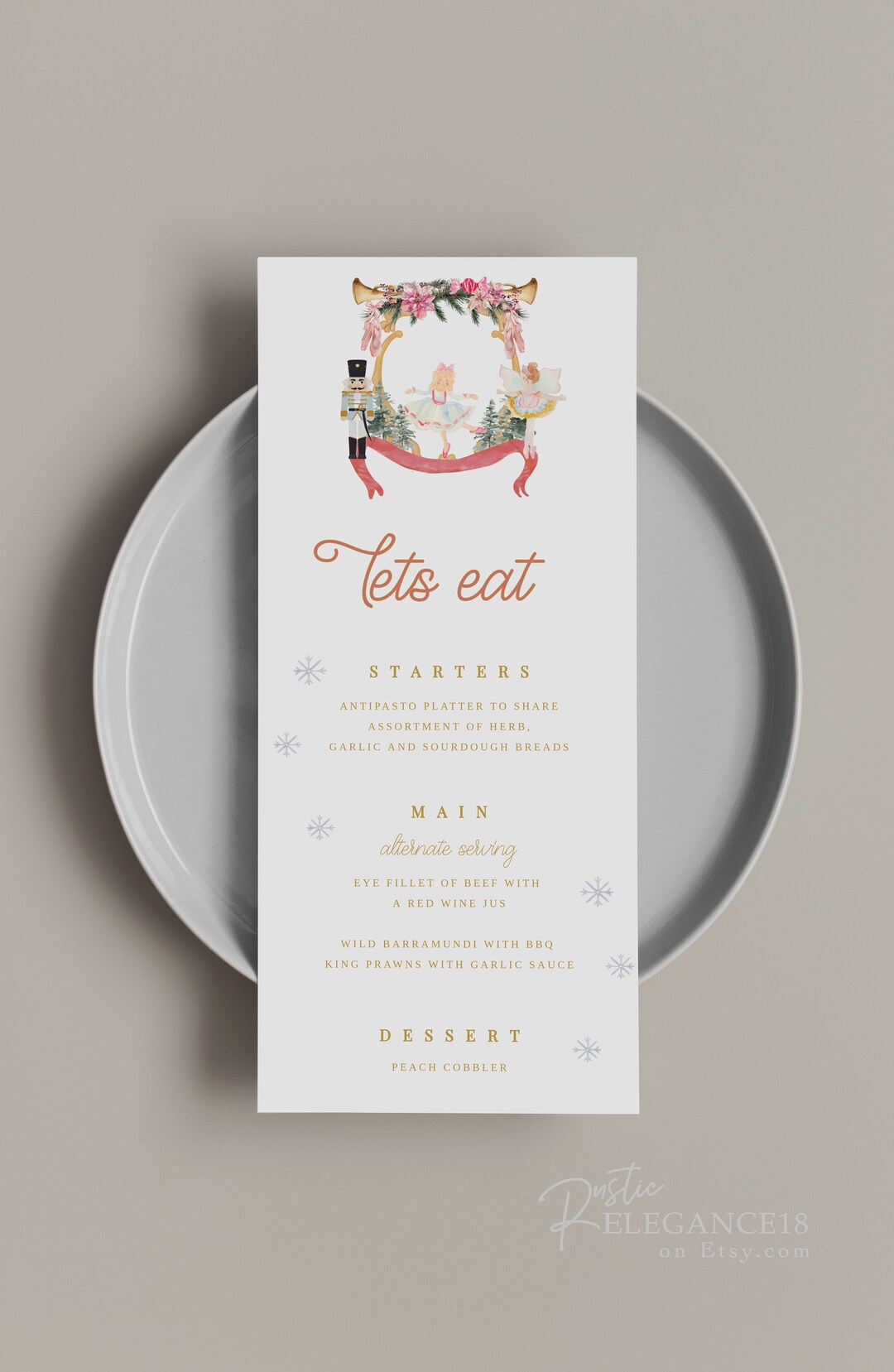 Nutcracker Menu Baby Shower table Signs Nutcracker Favors Etsy