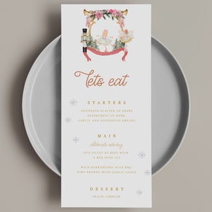 Menu Quebra-Nozes | Placas de mesa para chá de bebê, placas para lembranças de quebra-nozes, cartões e presentes, placas para mesa de chá de bebê