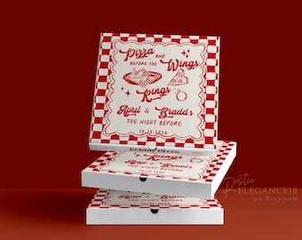 Pizza Box Design Template: Wings Rehearsal Dinner PWBR01