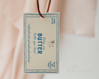 Butter Bridal Shower Favor Tag Label Template - Butter Together Couples Wedding Shower • Floral Vintage Design (Editable) BBS01