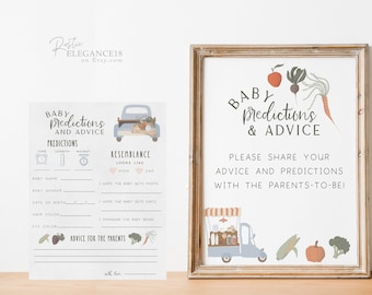 Farmer's Market Baby Shower Predictions Card • Printable Template (Editable)
