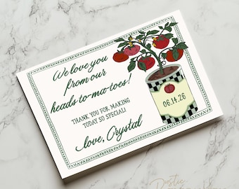 Tomato thank You Card Baby Shower Template:  (Digital Download) TBS1