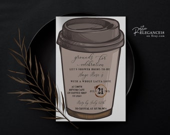 Love is brewing Coffee Template  • Grounds for Celebration Bridal Shower Invite • INSTANT DOWNLOAD • Printable, Editable Template