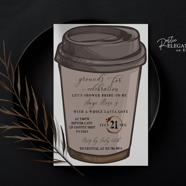 Love is brewing Coffee Template  • Grounds for Celebration Bridal Shower Invite • INSTANT DOWNLOAD • Printable, Editable Template