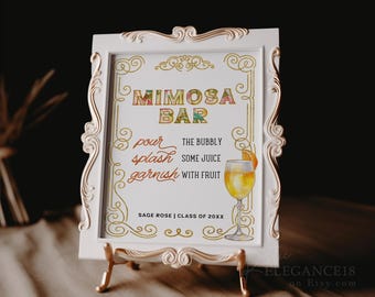 Mimosa Bar Sign Printable Table Sign, Editable Sign, Graduation Sign (Digital Download) ISB2