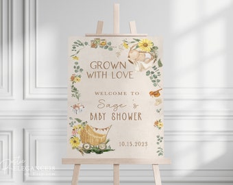 Grown with Love Baby Shower Welcome Sign  • Farmer's Market Baby Shower Sign • Farmer's Market Gender Neutral Baby Shower