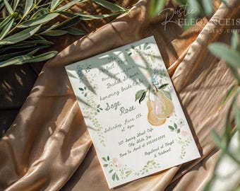 Perfect Pear Bridal Shower Invitation Template - Editable Pear Couples Wedding Shower • Floral Whimsical Design (Editable) PPW02