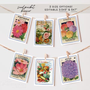 Fresh Off The Market vintage flower seed banner • Farmer&#39;s Market Bridal Shower • Floral Whimsical Shower • Printable, Editable Template