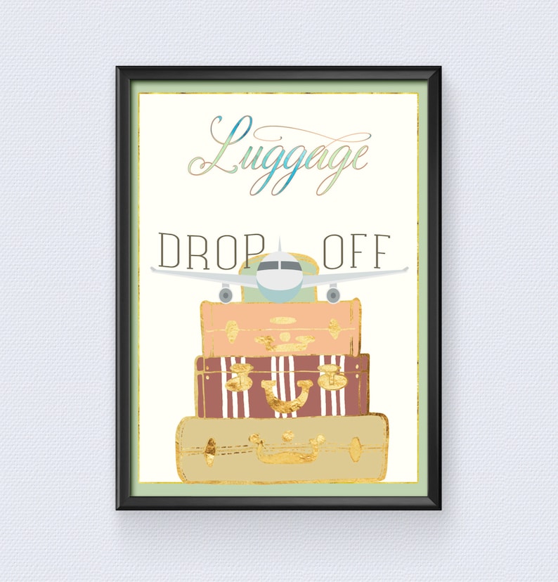 Luggage Drop off Sign.travel Print. Airplane Print. Digital Etsy