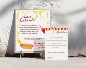 A Weenie Bit Older Time Capsule Sign • Hot Dog Birthday Decor, A Weenie Bit Older Birthday • INSTANT DOWNLOAD • Editable Template SWBO01