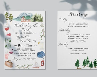 Weekend In The Woods Invitation  • Bachelorette Camping Invite • INSTANT DOWNLOAD • Printable, Editable Template