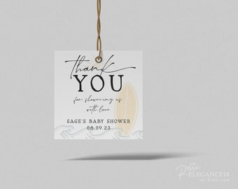 Baby on Board Thank You Tag Template • Baby on Board Sticker Label Instant Download • Beach  Party Favor • Baby on Board Favor