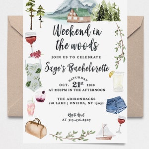 Camping Bachelorette Invitation // Weekend In The Woods // Bachelorette Party