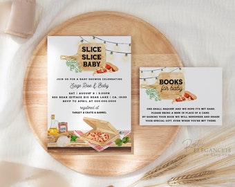 Slice Slice Baby Bundle • Pizza Party Baby Shower • Pizza Baby Shower Invitation • CoEd Baby • Editable Pizza Baby Shower Invite