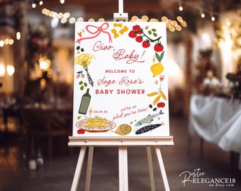 Ciao Baby Shower Welcome Sign Template • Italian Market Theme (Editable, Printable Template)