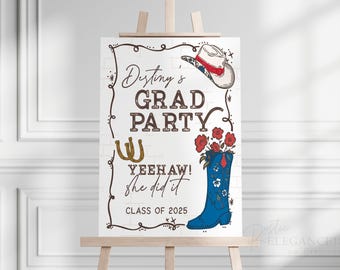 Cowgirl Graduation Welcome Sign • Western Party Decor (Editable Template)