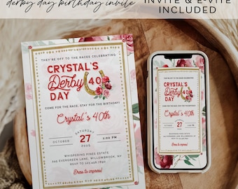 Kentucky Derby Birthday Party Invitation • Electronic Invite (Instant Download)