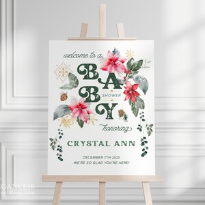 Winter Baby Shower Welcome Sign, Printable Merry Little Baby Shower Sign, Winter Wonderland Baby Shower
