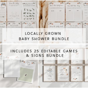 Locally Grown Baby Shower Bundle  • Farmer&#39;s Market Baby Shower Books for Baby • Diaper Raffle  • Farmer&#39;s Market Gender Neutral Baby Shower