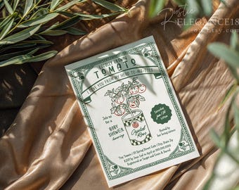 Tomato Baby Shower Invitation • Farmer's Market Theme (Editable Template)TBS1