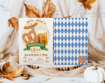 Inbjudan till Oktoberfest-födelsedag | Pretzel- och ölfest (digital nedladdning)