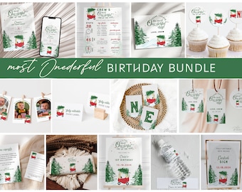 It’s the most ONEderful time of the year Bundle | First birthday winter bundle | Cozy Coupe Little Car with Christmas tree Holiday Bundle