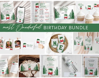 It’s the most ONEderful time of the year Bundle | First birthday winter bundle | Cozy Coupe Little Car with Christmas tree Holiday Bundle