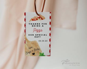 PRINTED + SHIPPED Pizza Favor Tag Set • Pizza Receipt Tag Instant Download • Pizza Party Favor • Slice Slice Baby