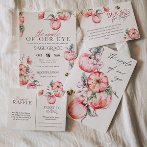 Apple of Our Eye Baby Shower Bundle • Apple Baby Shower Digital Invite Template, Fall Baby Shower Party Instant Download • Apple Baby Shower