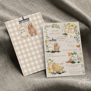 Locally Grown With Love Farmer&#39;s Market Baby Shower Invite • Baby Basket Shower Digital Invite • Editable template