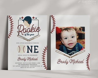 Rookie of the Year First Birthday Invite Template • Rookie of the Year First Birthday Invite • Baseball Invitation • Birthday w Photo