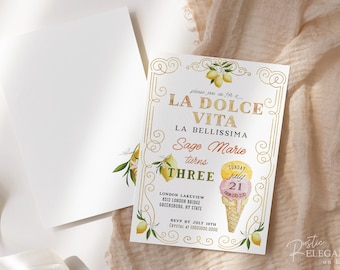 Lemon La Dolce Vita Birthday Party Invitation | First Birthday | 5x7 inches | Lemon Birthday party