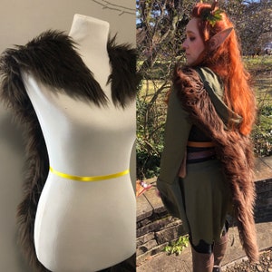 Long Dark Brown Faux Fur Viking Ren Faire LARP Cape Mantle Drape