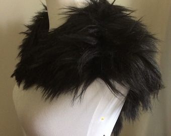 Black Faux Fur Capelet