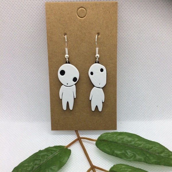 Kodama Earrings | Tree Spirit | Princess Mononoke | Studio Ghibli | 3D Printed