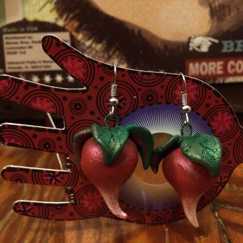 Luna Cork Necklace and Clip on Radish Earrings Etsy