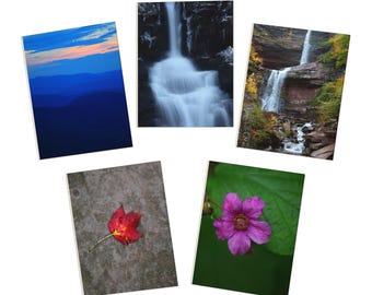 Set di 5 biglietti d'auguri con fotografie dei Monti Catskill e tema natura.