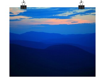 Catskill Mountains Dusk Print, Layered Ridgelines, Sunset Photography Wall Art