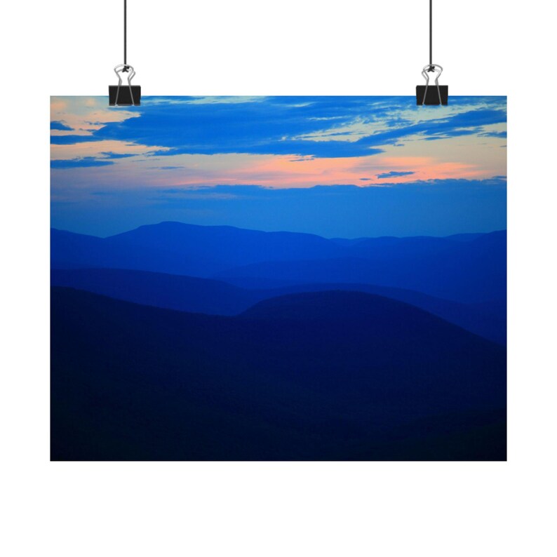 Catskill Mountains Dusk Print, Layered Ridgelines, Sunset Photography Wall Art image 1