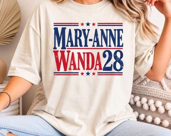 Camiseta Comfort Colors Vintage Mary Anne & Wanda, Camiseta de música country para mejores amigas, Camiseta de despedida de Earl, Camiseta para fiesta de divorcio, Presidente 2028