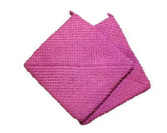 Crochet pot holder - hot pink
