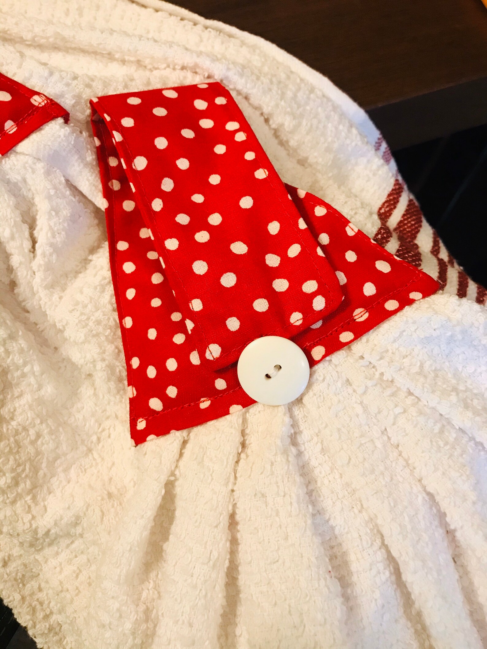 Hanging Dish Towels Red and White Polka Dot Etsy