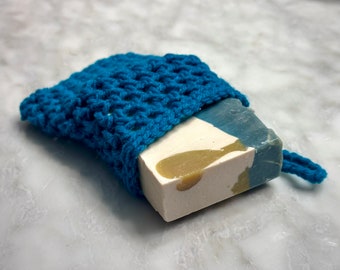 Handcrafted soap bag - teal/aqua