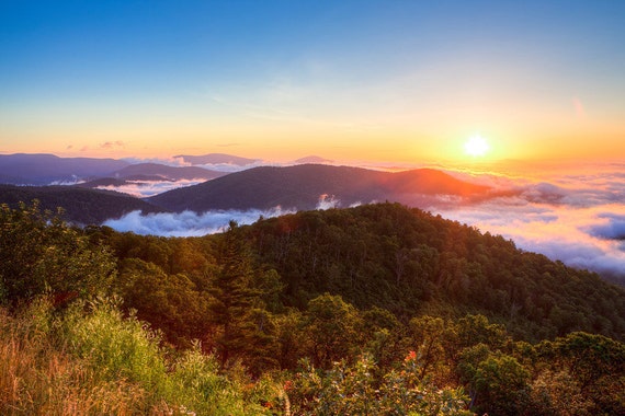 Blue Ridge Sunrise Photo Shenandoah National Park Blue | Etsy