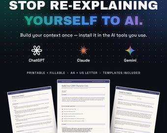 AI Context System Workbook | Personal AI Operating Manual for ChatGPT Claude Gemini