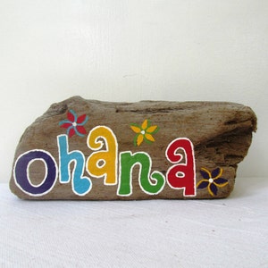 OHANA Driftwood Art with Plumeria Flowers Made to Order Painting, Hawaiian image 3