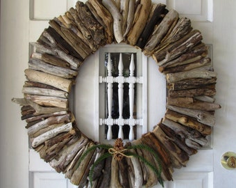 Driftwood Large Wreath, Rustic Home Decor, Beach Home Decor, Vacation Home decor, wreath,  front door wreath. Decorate with a beach wreath!