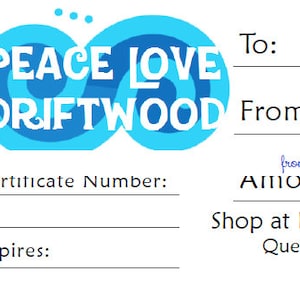 Gift Certificate for Driftwood Art, Gift for Him, Gift for Her, Christmas Gift, Holiday Gift, Handmade Driftwood Art, FREE SHIPPING image 1